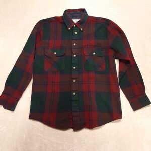 River Trader Mens Long Sleeve Acrylic Button Shirt Sz.M/Red Blue Green Plaid